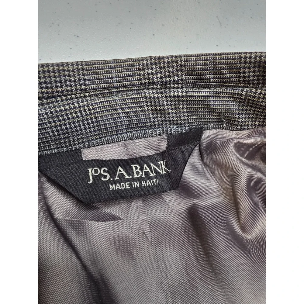 Jos A Bank Blazer Jacket Mens 40R Gray Sports Coat 2 Buttons‎ Wool Glenplaid